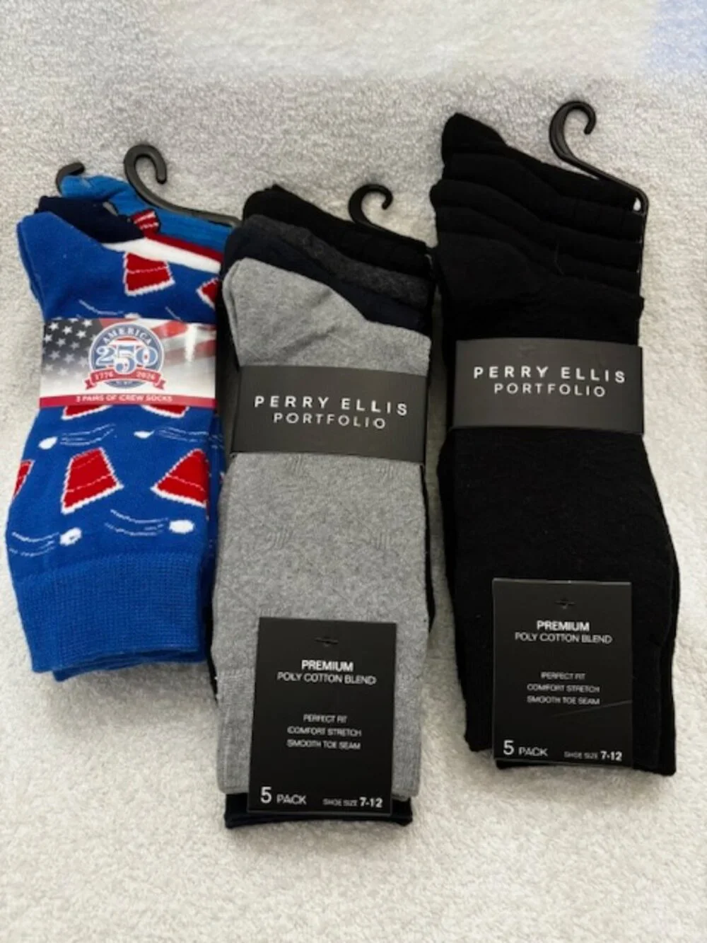 13 pairs of socks - 10 from Perry Ellis Portfolio and 3 novelty print crews NWY